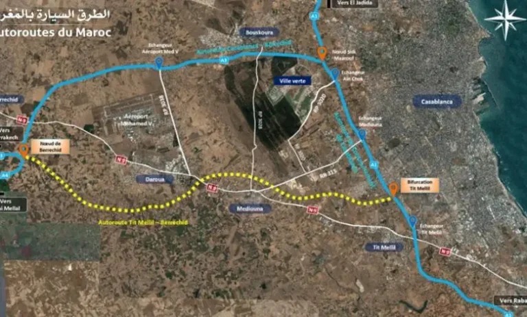 Work to widen the road between Casablanca and Dar Bouazza continues, with the construction of 4 underground passages