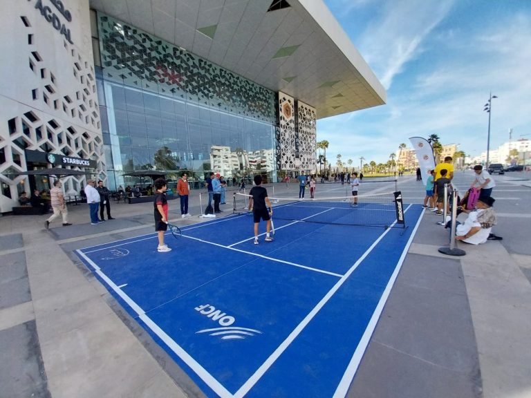 Innovation at the 22nd edition of the HRH Princess Lalla Meryem Tennis Grand Prix with tennis games in front of Agdal station in Rabat