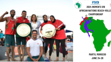 The Moroccan national beach volleyball team wins the African championship and qualifies for the Paris Olympics.