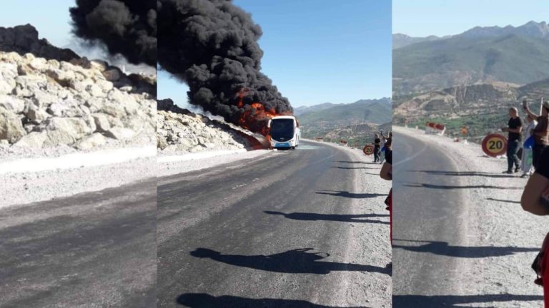 A fire broke out in a bus carrying passengers on the national road between Tetouan and Chefchaouen