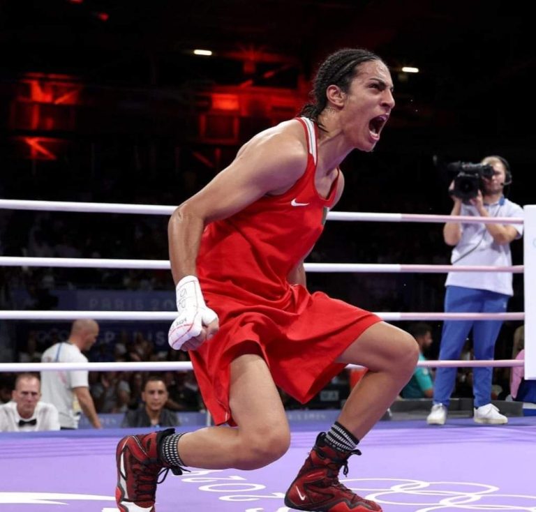 Algerian Iman Khalif after winning an Olympic medal. "They wronged me, but I have God."