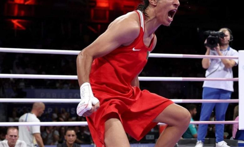 Algerian Iman Khalif after winning an Olympic medal. "They wronged me, but I have God."
