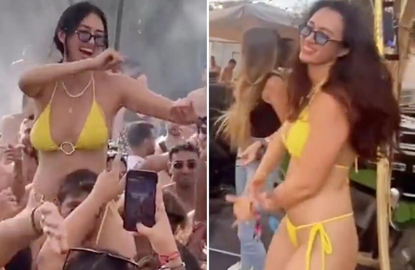 In a yellow bikini… a former Hamas hostage celebrates her freedom (video)