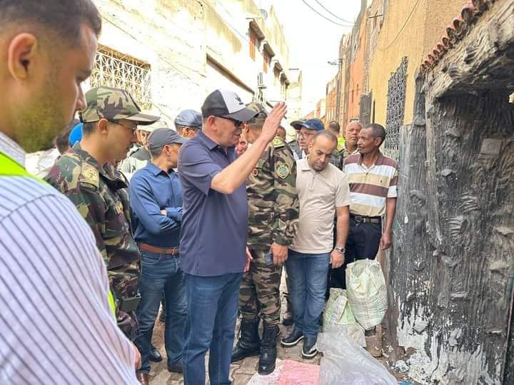 A worker from Ouarzazate province inspects flood damage