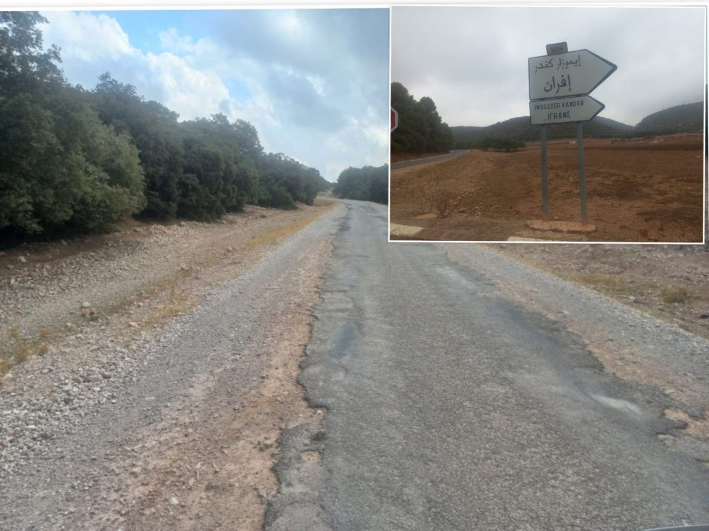 Route 5014 between Sefrou and Imouzzer Kender… potholes represent a danger