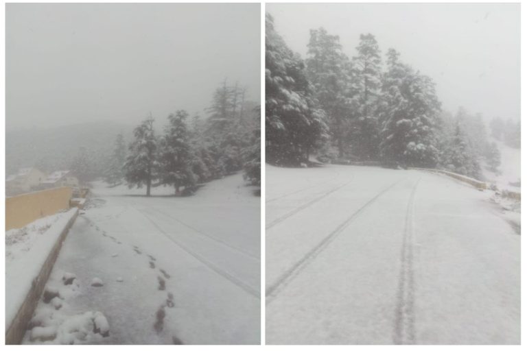 Ifrane.. Snow covers the mountains and the Mishlifen station
