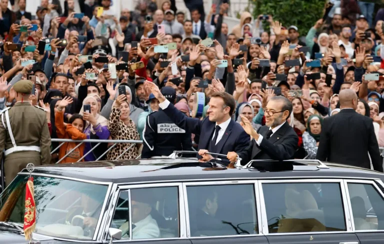 Residents of the cities of Rabat and Salé joyfully welcome President Emmanuel Macron