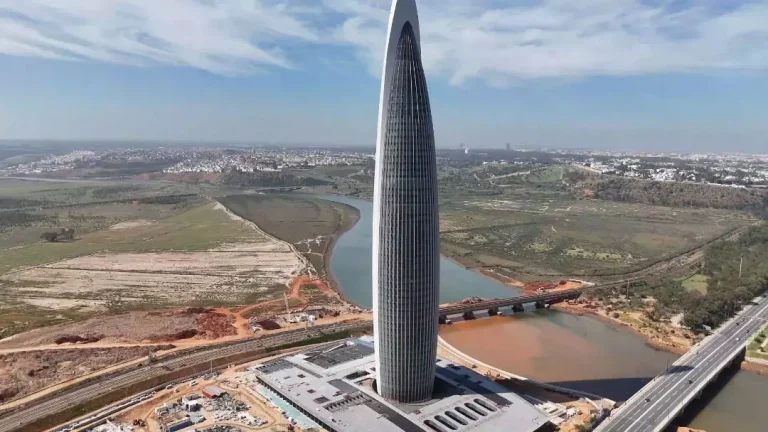 Construction work on the Mohammed VI Tower in Salé enters its final phase