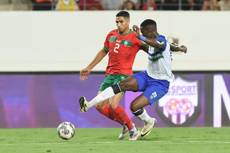 The date of the Moroccan national team's match against Lesotho and the broadcast channels