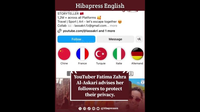 YouTuber Fatima Zahra Al-Askari advises her followers to protect their privacy.