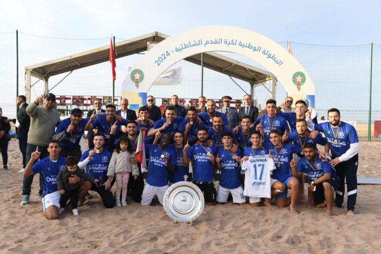 Lakjaa congratulates IR Tangier Beach Soccer on its triumph at the 2024 National Championship.