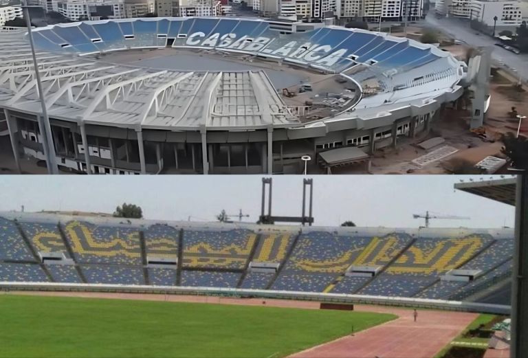 Mohammed V. Complex. Billions were spent to change the color of the Casablanca inscription on the stands