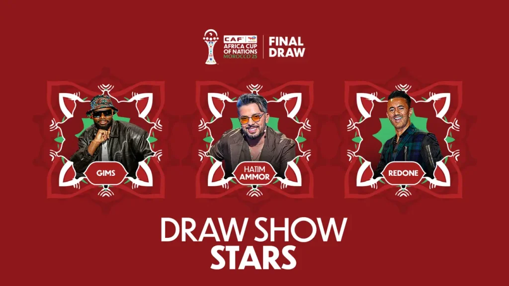 Today at 7:00 p.m. draw for CAN Morocco 2025: A dream casting for the show with Hatim Ammor, RedOne, Gims…