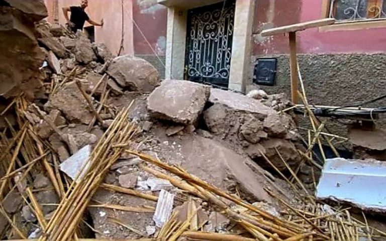 Marrakech .. The collapse of houses in the Abbaside corner without recording human losses