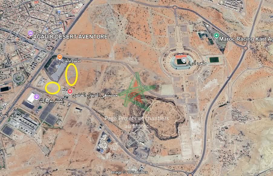 New car parks near the Agadir stadium, you will see the light