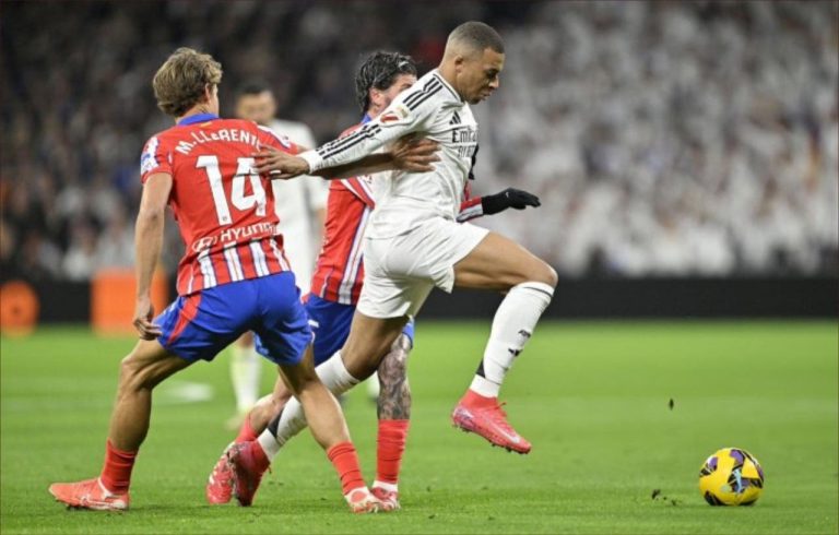 The Spanish League. Real Madrid equaled to Atletico Madrid in the derby