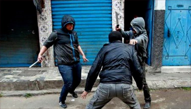 Tiznit .. unidentified people carrying white weapons attacking young people and recording injuries