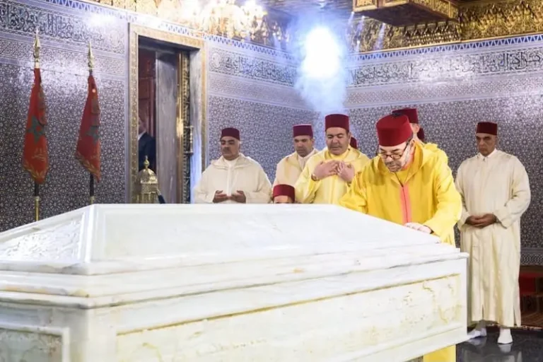 King Mohammed VI visits the mausoleum of his grandfather Mohammed V on the occasion of his anniversary of death