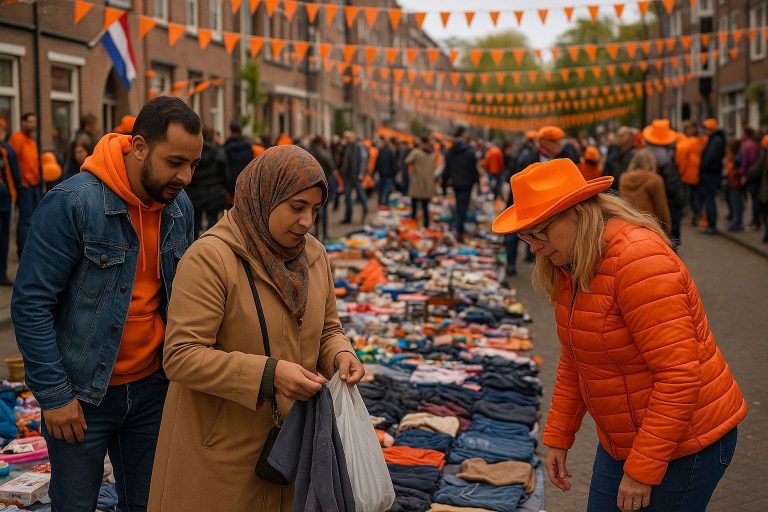 King's day. Moroccans hunt precious goods at the low prices of the Netherlands