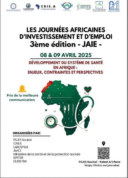 Mohammed V University of Rabat-3rd edition of African Investment and Employment Days (Jaie): "Development of the health system in Africa: issues, constraints and perspectives"