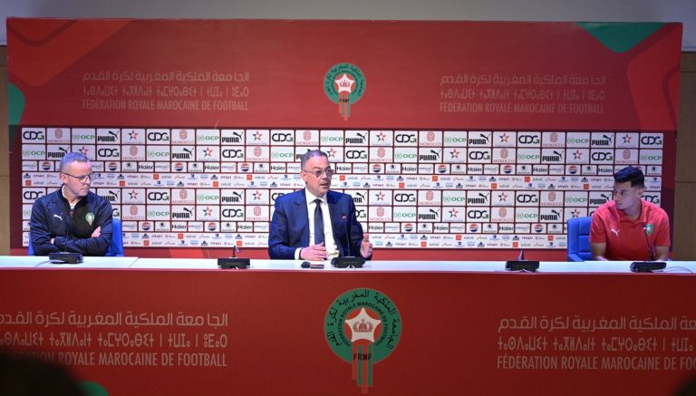 M.Fouzi Lekjaa receives the delegation from the National Team having played CAN U20 in Egypt
