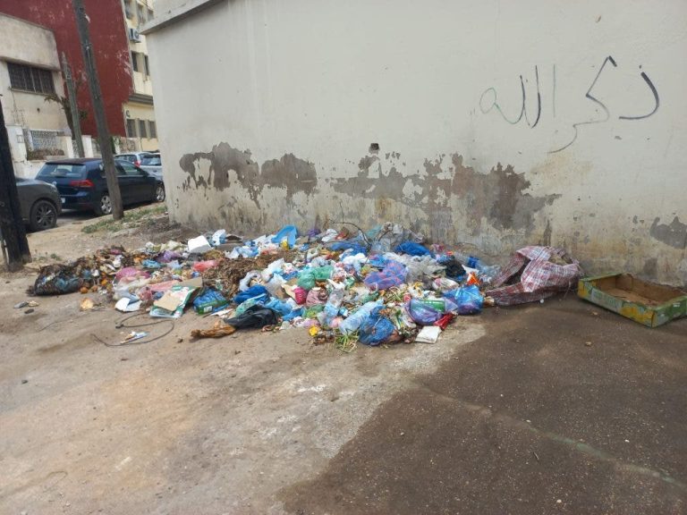 The accumulation of waste pollutes near the examination center for the Academy of Education in Fez