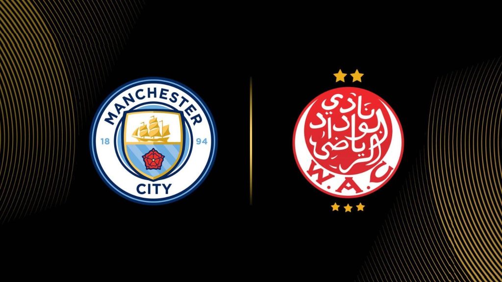 The date of Wydad match against Manchester City during the club World Cup and transport channels